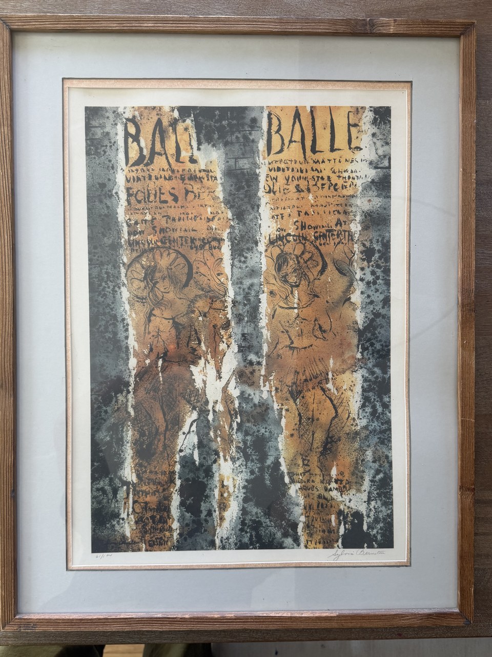 Framed signed lithograph, Bal / Balle