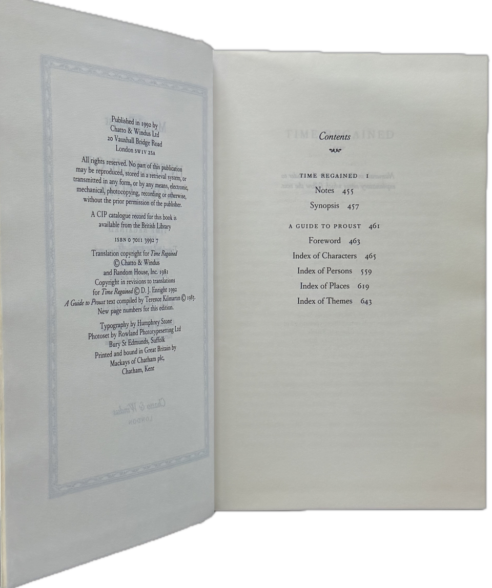 Proust — In Search of Lost Time, Vol. VI — additional view